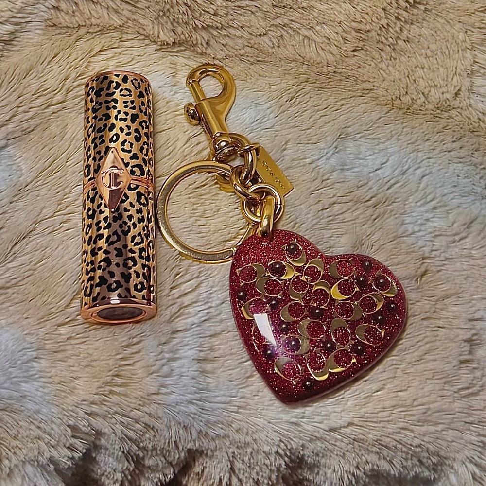 Valentines 💝 Coach Heart Pink Key Holder Bag Charm